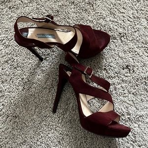Prada wine colored high heels sandals
